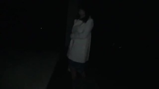夜中に人が居ないのをいいことに野外ファックで生中出しする巨乳淫乱娘